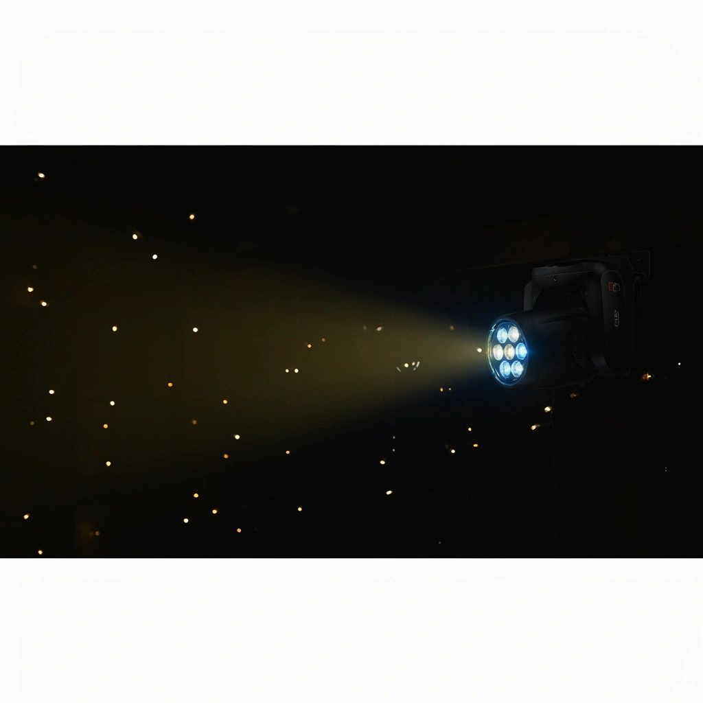 Projecteur LED extérieur éclairant un jardin la nuit
